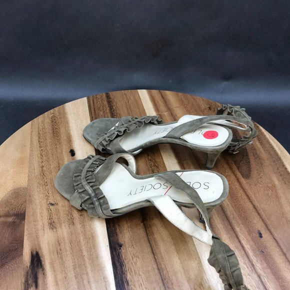 Sole Society Green Strappy Ankle Strap Adjustable Sandals Womens Size 6 B - Picture 3 of 6